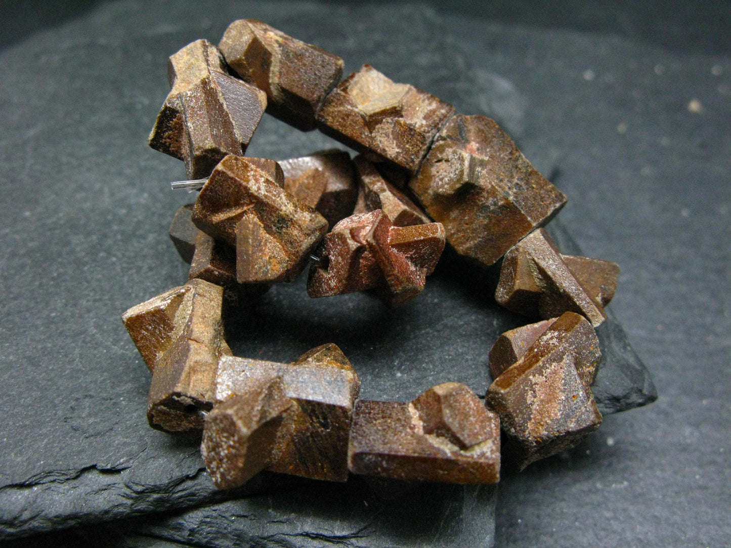 Rare Staurolite Genuine Bracelet ~ 7 Inches ~ 15mm Crystal Beads