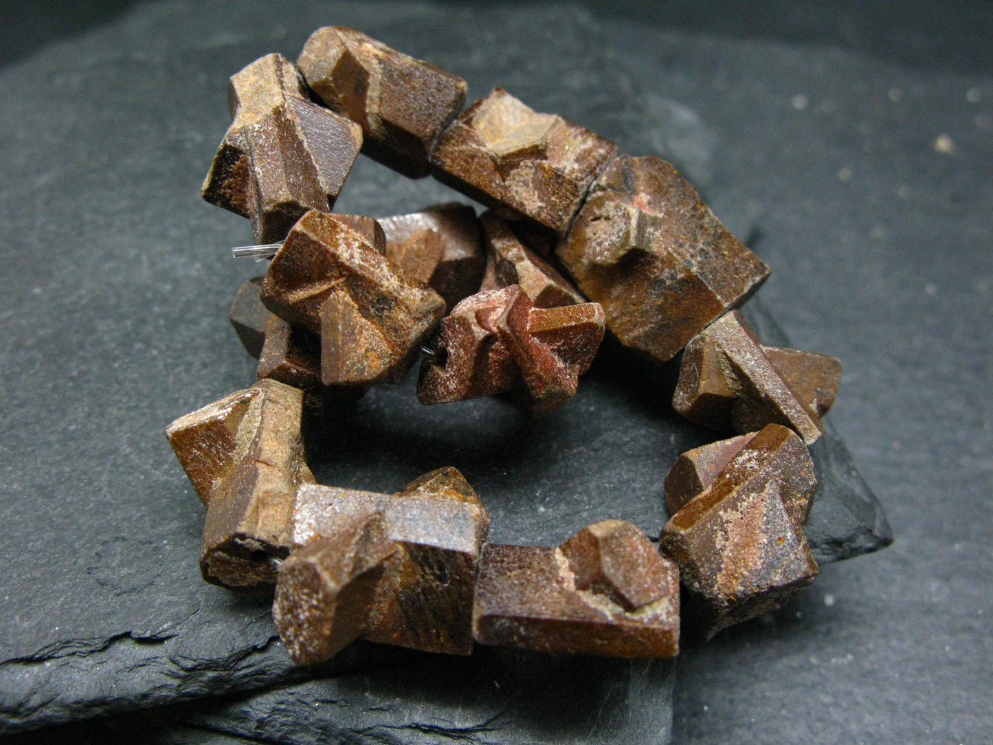 Rare Staurolite Genuine Bracelet ~ 7 Inches ~ 15mm Crystal Beads