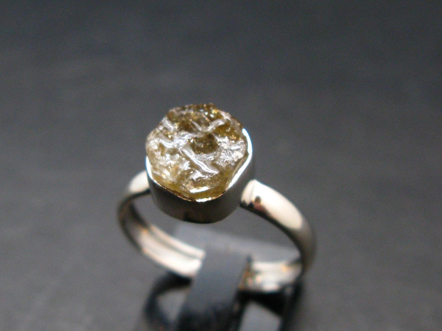 Green Herderite Silver Ring From Brazil - 2.05 Grams - Size 6