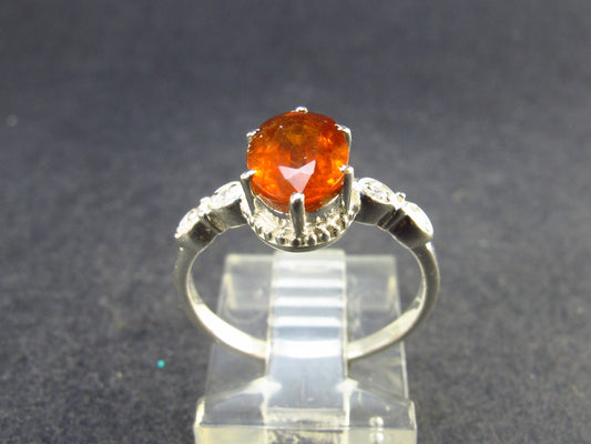 Faceted Orange Kyanite Crystal Silver Ring From Brazil - 2.24 Grams - Size 6.25