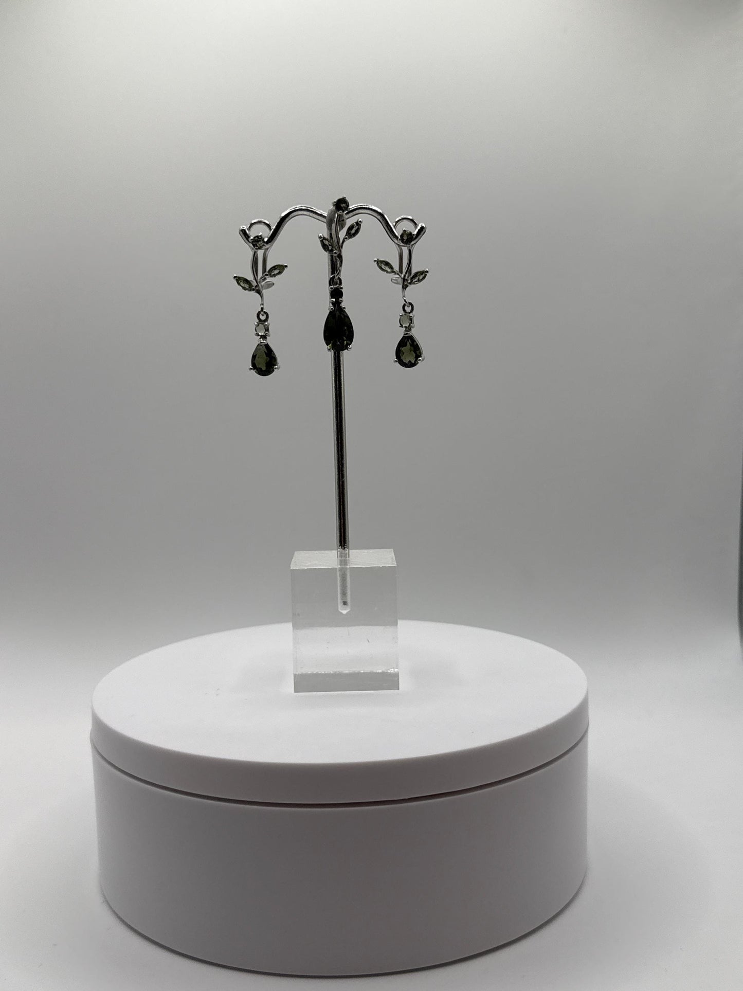 Moldavite Drop Earrings & Pendant Set - Weight 11.25 Grams