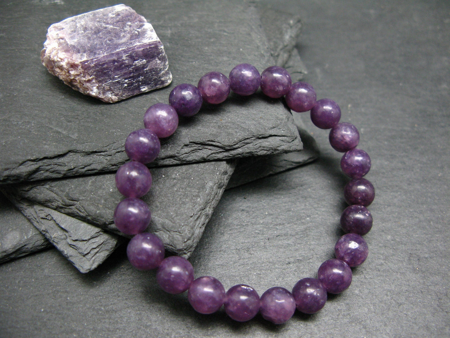 Lepidolite Genuine Bracelet ~ 7 Inches ~ 8mm Round Beads