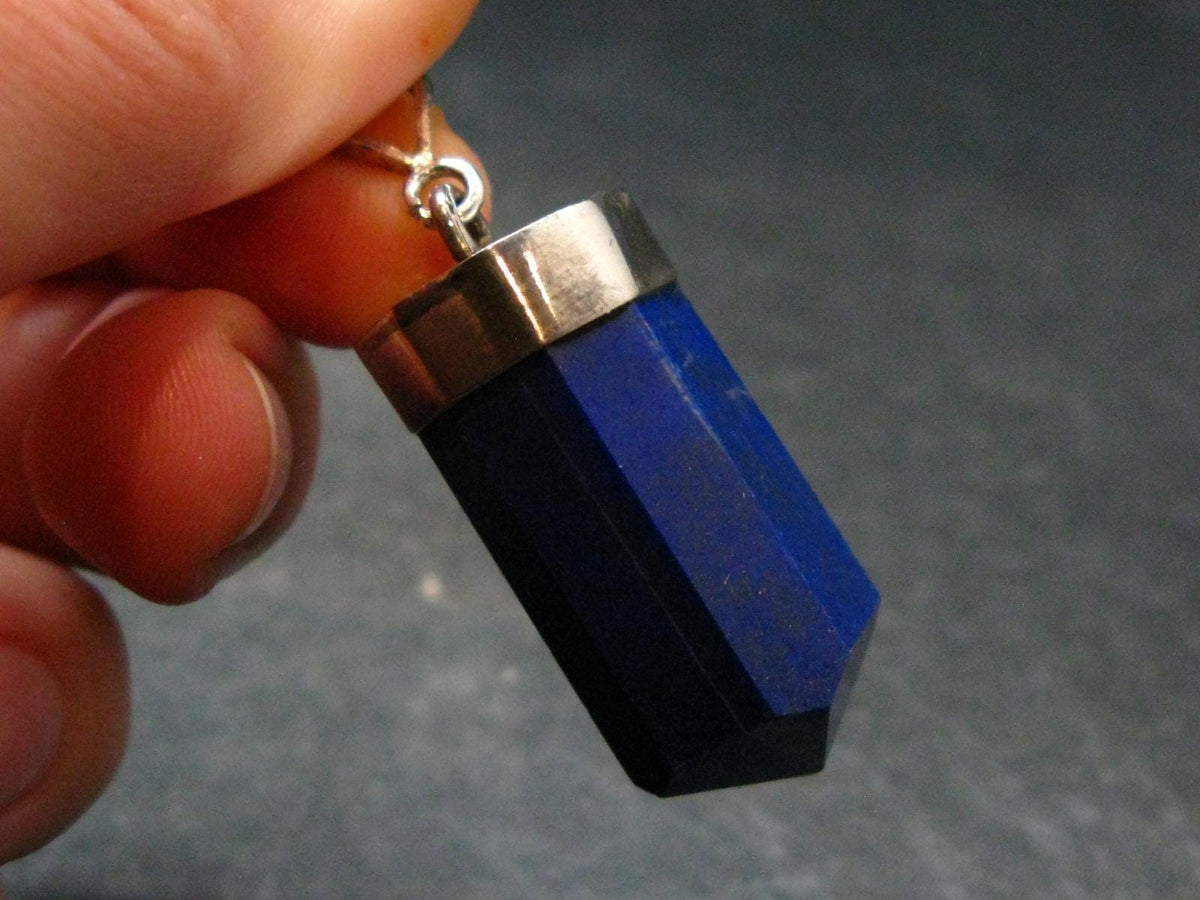Lapis Lazuli Silver Pendant From Afghanistan - 1.7" - 13.25 Grams