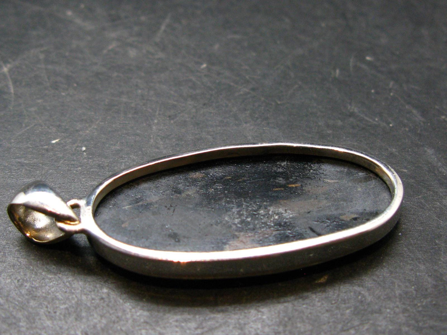 Very Rare Sterling Silver Nuumite Nuummite Pendant From Greenland - 2.1" - 12.0 Grams