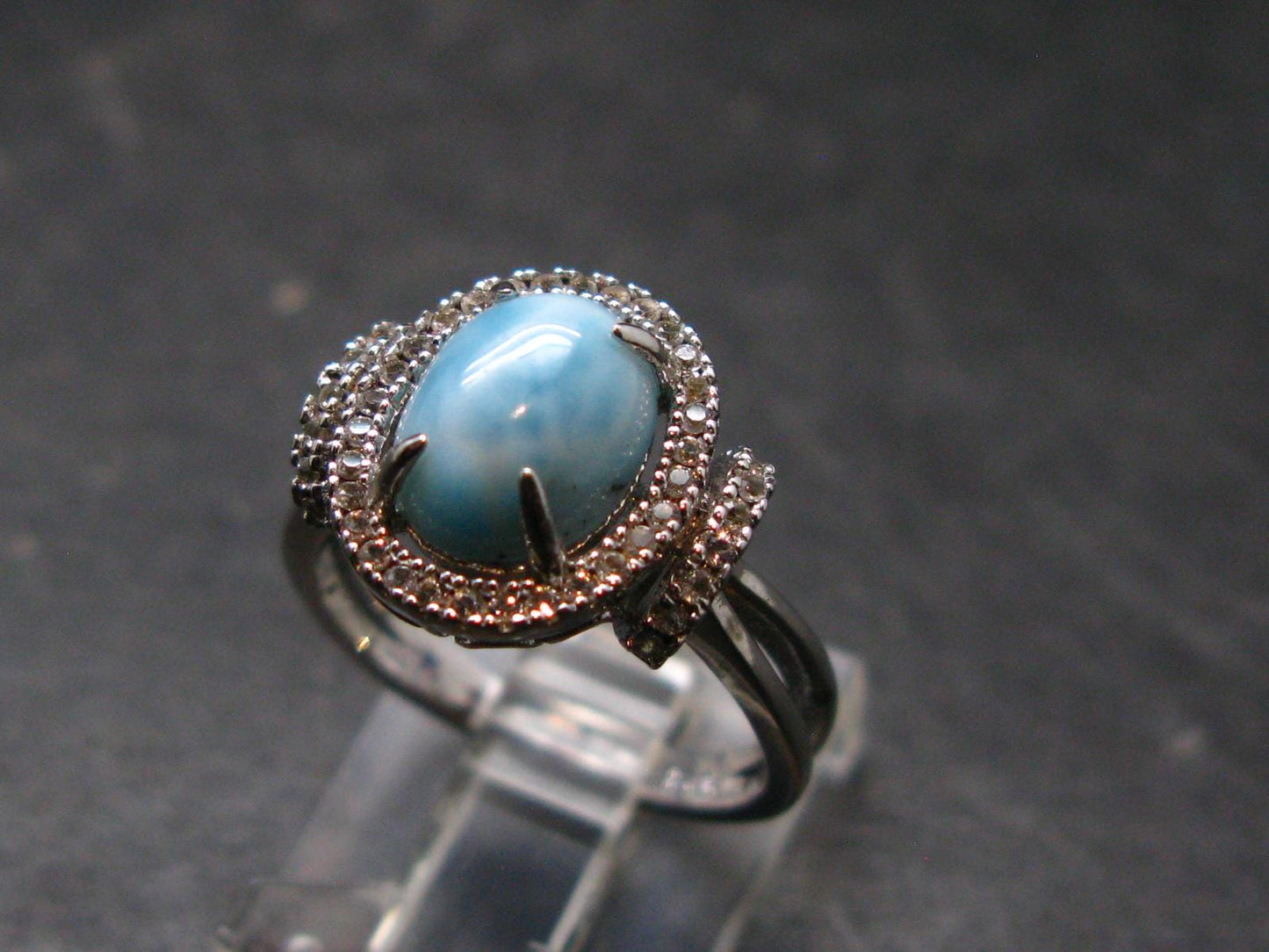 Larimar AAA Quality Sterling Silver Ring - Size 6 - 3.57 Grams