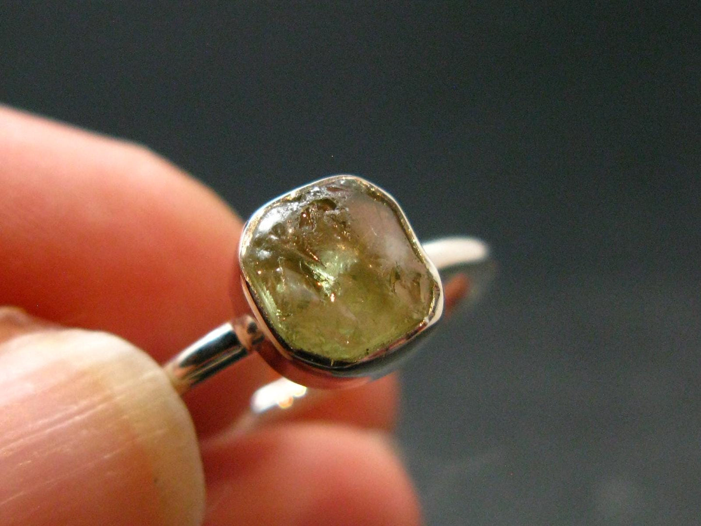 Chrysoberyl Silver Ring From Brazil - 2.07 Grams - Size 6