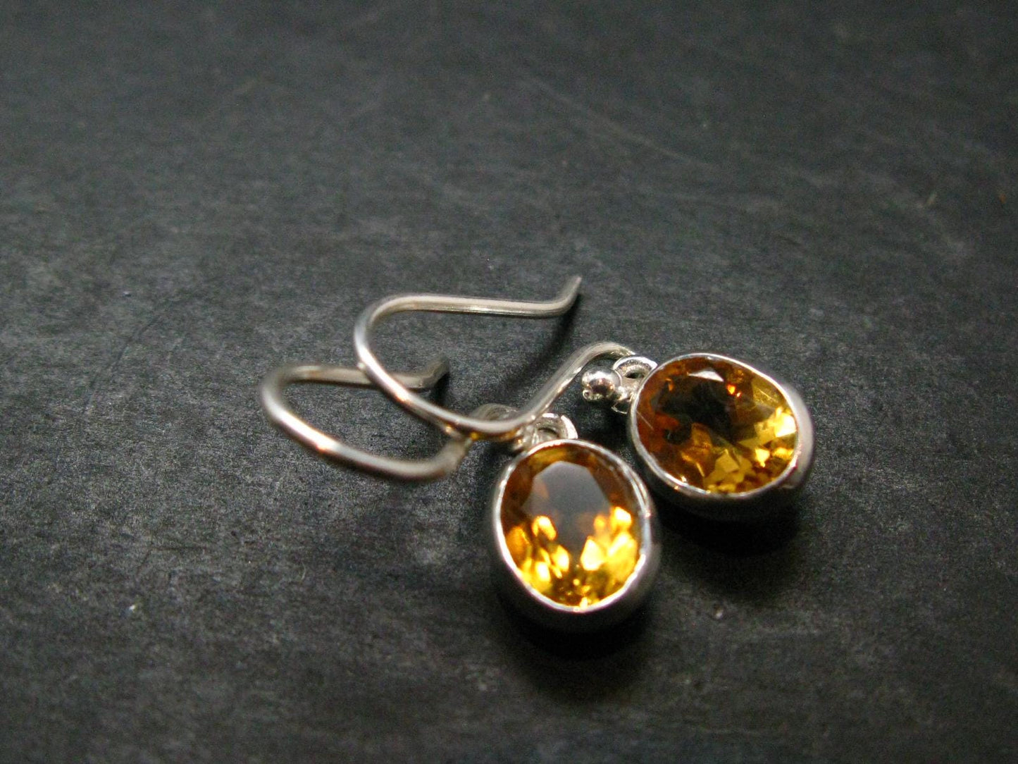 Faceted Golden Yellow Citrine 925 Sterling Silver Drop Earrings - 1.0"