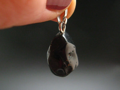 Rare Black Spinel Sterling Silver Pendant From Tanzania - 1.0"