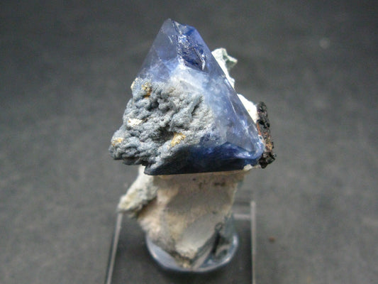 Benitoite and Neptunite on Natrolite Cluster From California - 1.7"