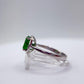 Green Helenite Oval Ring – Sterling Silver Faceted Gemstone Statement Ring