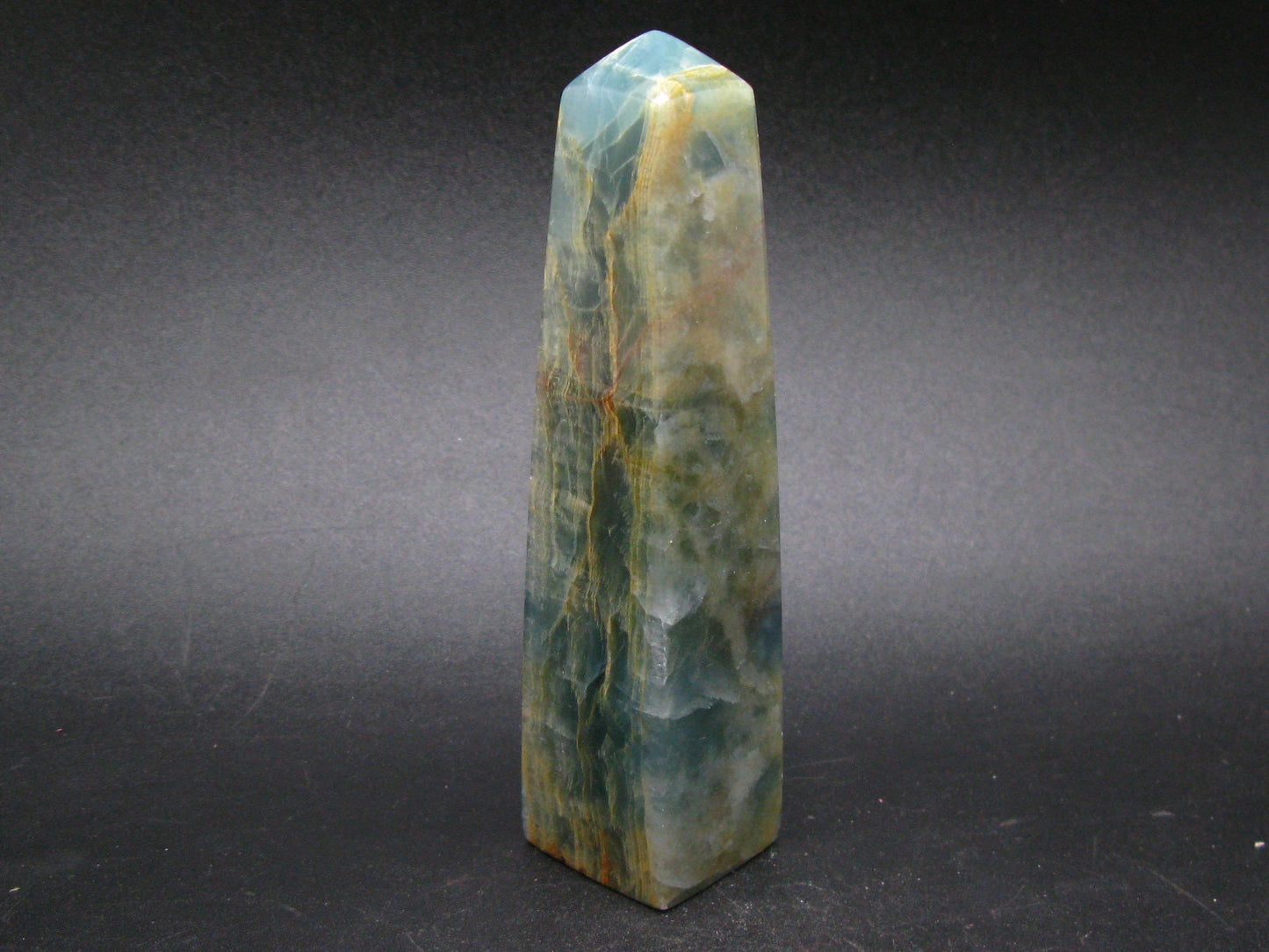 Large Nice Lemurian Aquatine Blue Calcite Obelisk Pyramid From Argentina - 4.4" - 154 Grams