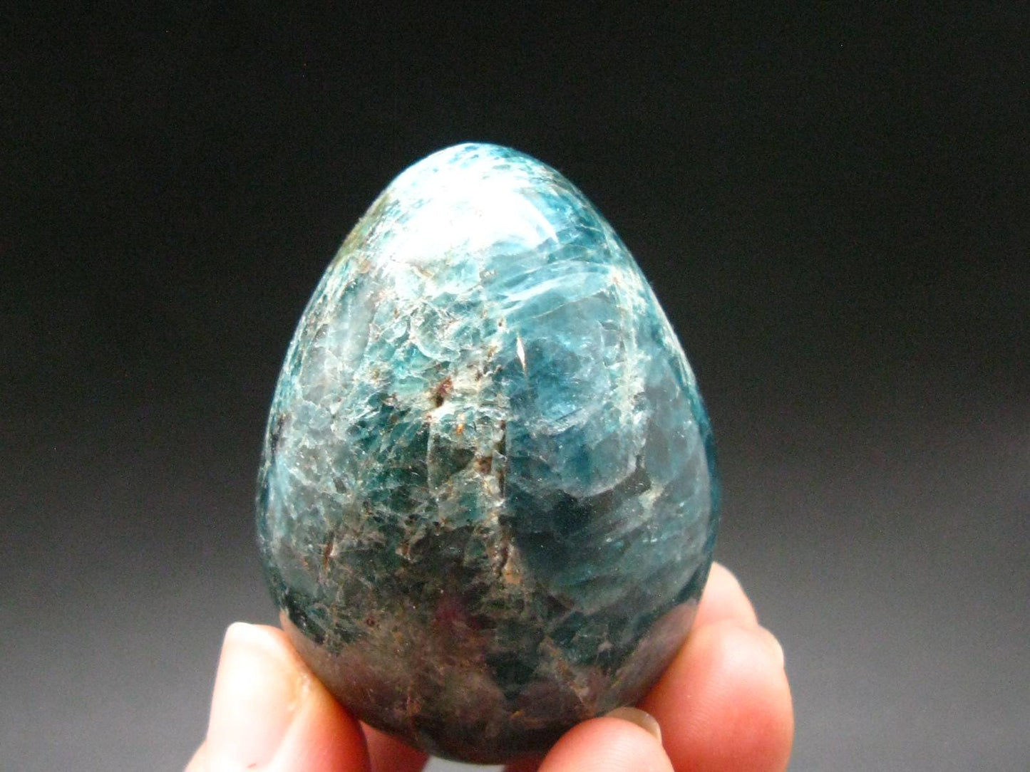 Large Neon Blue Apatite Egg from Madagascar - 107.68 Grams - 1.9"