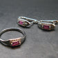 Gem Faceted Purplish Red Garnet Rhodolite Silver Ring With Earrings from Zimbabwe - Size 8 - 6.20 Grams