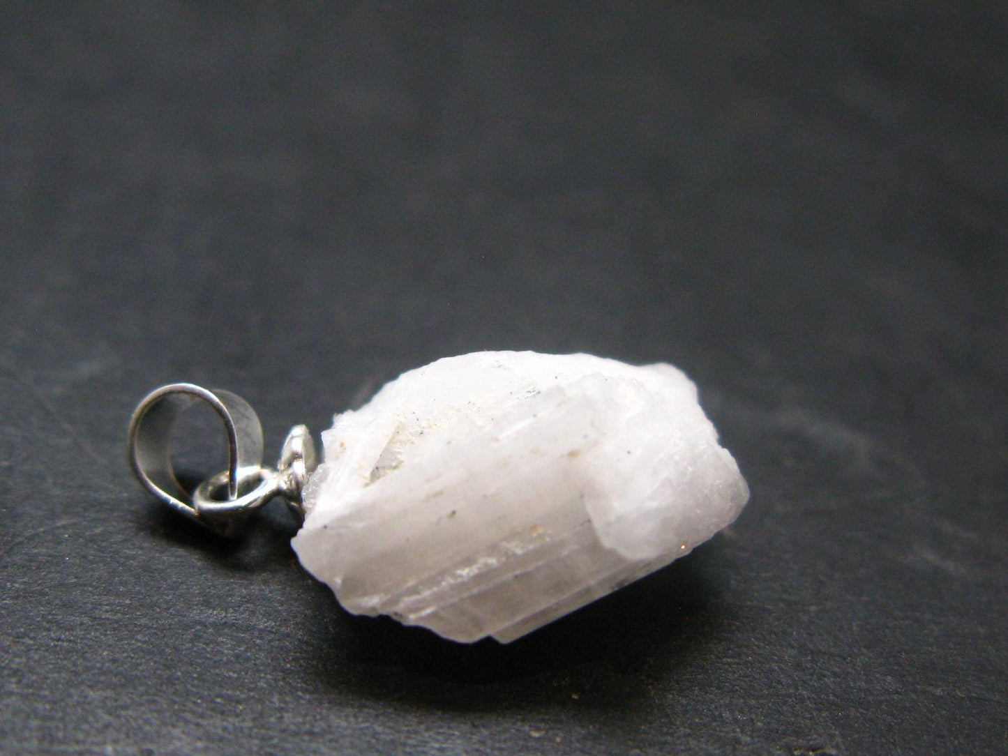 Rare Clear Natrolite Crystal Silver Pendant From Tanzania - 0.8" - 1.23 Grams