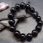 Black Agate Genuine Bracelet ~ 7 Inches ~ 12mm Round Beads