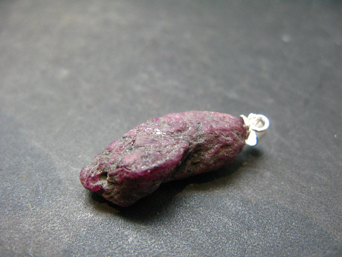Ruby Silver Pendant from India - 1.2" - 4.84 Grams