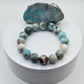 Larimar Stretch Bracelet Blue Gemstone Beads Minimalist Ocean Jewelry Gift