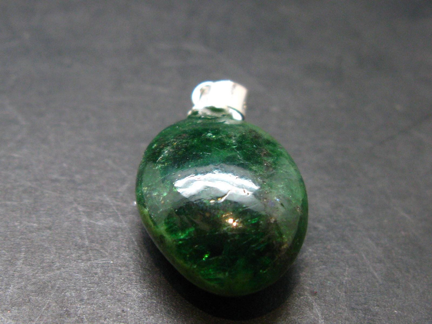 Tsavorite Gem Green Garnet Sterling Silver Pendant From Tanzania - 0.9" - 4.35 Grams