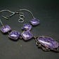 Stunning Six Stones Silky Charoite AAA Quality Sterling Silver Necklace From Russia - 17"