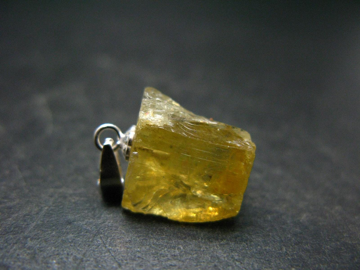 Heliodor (Yellow Beryl) Crystal Silver Pendant From Brazil - 0.8" - 1.83 Grams