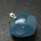 Lemurian Aquatine Blue Calcite Silver Heart Pendant from Argentina - 1.1" - 7.48 Grams