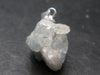 Rare Raw Blue Euclase Gem Crystal Silver Pendant from Brazil - 0.9" - 3.23 Grams