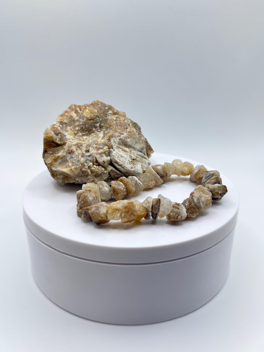 Raw Herderite Crystal Chip Bracelet – Natural Golden Stone Stretch Bracelet - Weight 28.77 g
