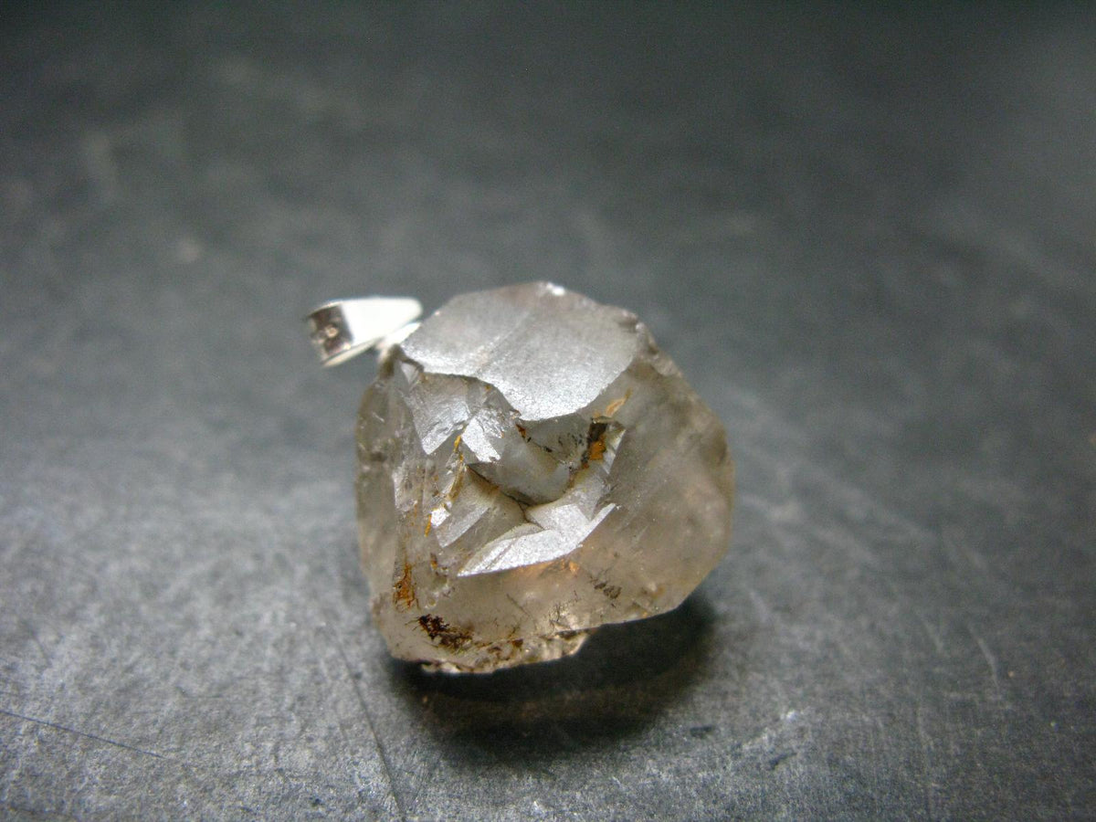 Large DT Elestial Quartz Crystal Silver Pendant From Brazil - 1.0" - 5.61 Grams