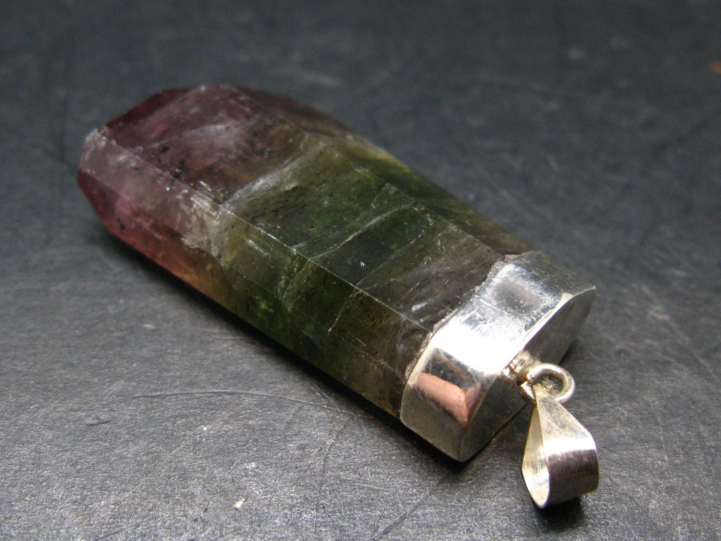 Gem Watermelon Tourmaline Crystal Silver Pendant From Brazil - 1.9" - 13.89 Grams