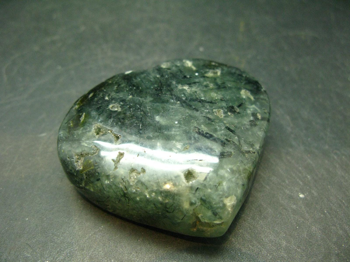 Unusual Green Prehnite Prenite & Epidote Tumbled Herat from Mali 2.1"