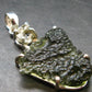 Moldavite & Herkimer Diamond Silver Pendant - 1.7" - 6.6 Grams