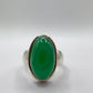 Chrysoprase Oval Ring – Natural Green Chalcedony Sterling Silver Statement Jewelry - Size 8.5