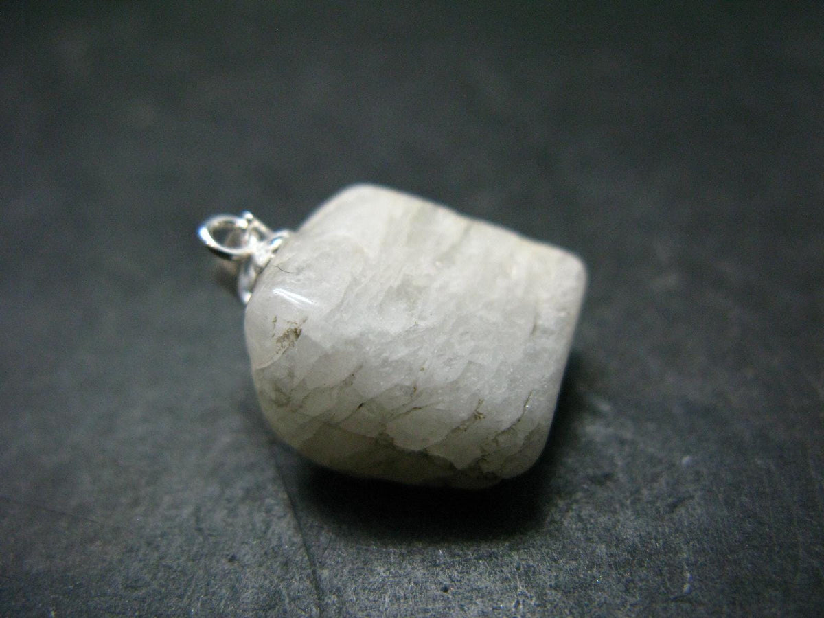 Clear Petalite Crystal Silver Pendant from Brazil - 0.9" - 3.63 Grams