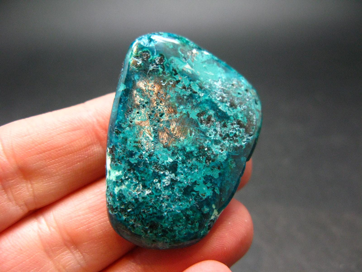 Very Nice Tumbled Dioptase Stone from Congo - 1.5" - 19.85 Grams