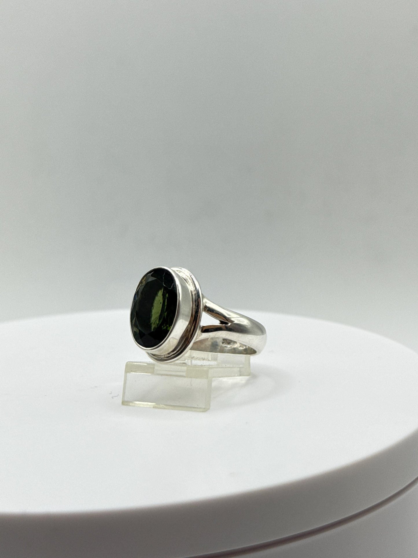 Natural Moldavite Ring | Genuine Green Tektite from Czech Republic | Transformation Crystal Jewelry - Size 10