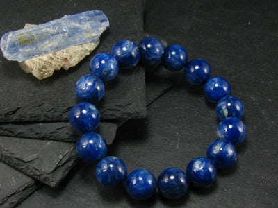 Blue Kyanite Genuine Bracelet ~ 7 Inches ~ 12mm Round Beads