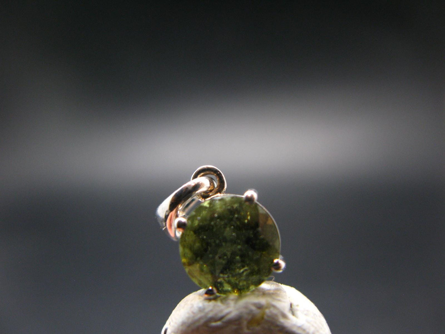 Moldavite Tektite Silver Pendant from Czech Republic - 0.6" - 0.95 Grams