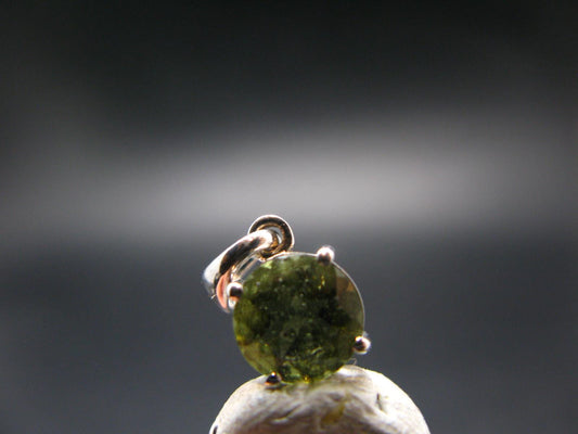 Moldavite Tektite Silver Pendant from Czech Republic - 0.6" - 0.95 Grams