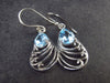 Faceted Natural Sky Blue Topaz Dangle 925 Silver Earrings from Brazil - 1.4" - 2.55 Grams