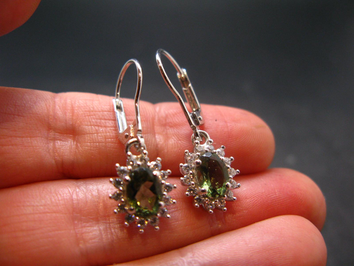 Moldavite Tektite Silver Earrings from Czech Republic - 3.41 Grams