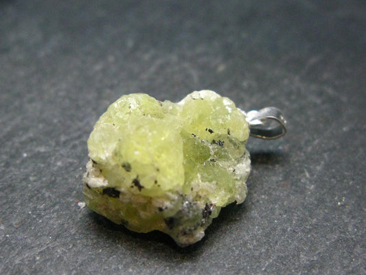Very nice Prehnite Silver Pendant from Mali - 1.0"