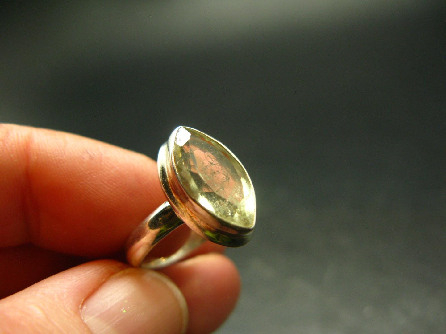 Libyan Desert Glass Tektite Sterling Silver Ring from Libya - Size 5 - 3.57 Grams