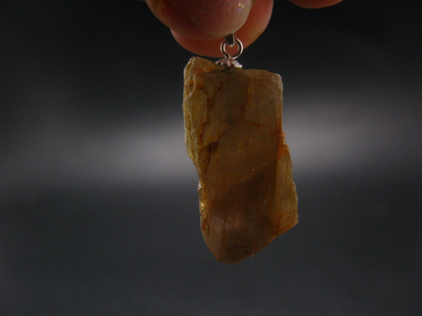 Gem Color Change See-Thru Straw Terminated Crystal Diaspore Crystal Silver Pendant From Turkey - 1.4" - 8.56 Grams