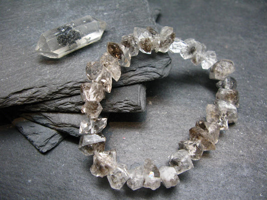 Tibetan Black Quartz Genuine Bracelet ~ 7 Inches ~ 12mm Crystal Beads
