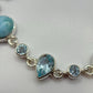 Larimar and Blue Topaz Silver Bracelet Ocean Gemstone Adjustable Link Bracelet Gift
