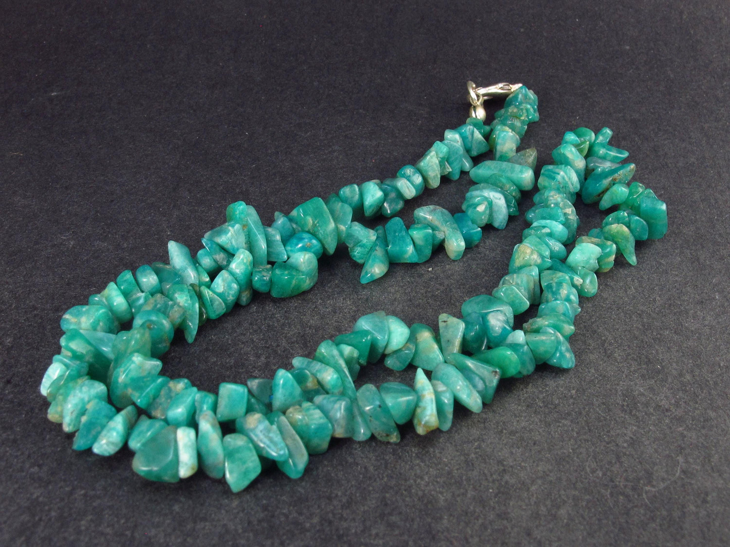 Amazon stone!! Lot of 3 Natural Amazonite (green microcline) Tumbled Beads Necklaces - 18.5" Each