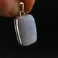 Rare Blue Lace Holly Chalcedony Agate Silver Plated Pendant From Malawi - 1.4" - 7.64 Grams