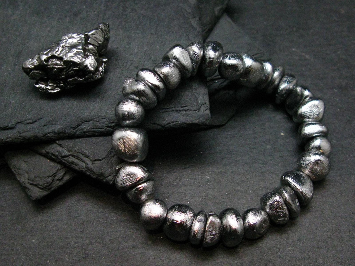 Meteorite Gibeon Genuine Bracelet ~ 7 Inches ~ 10mm Tumbled Beads