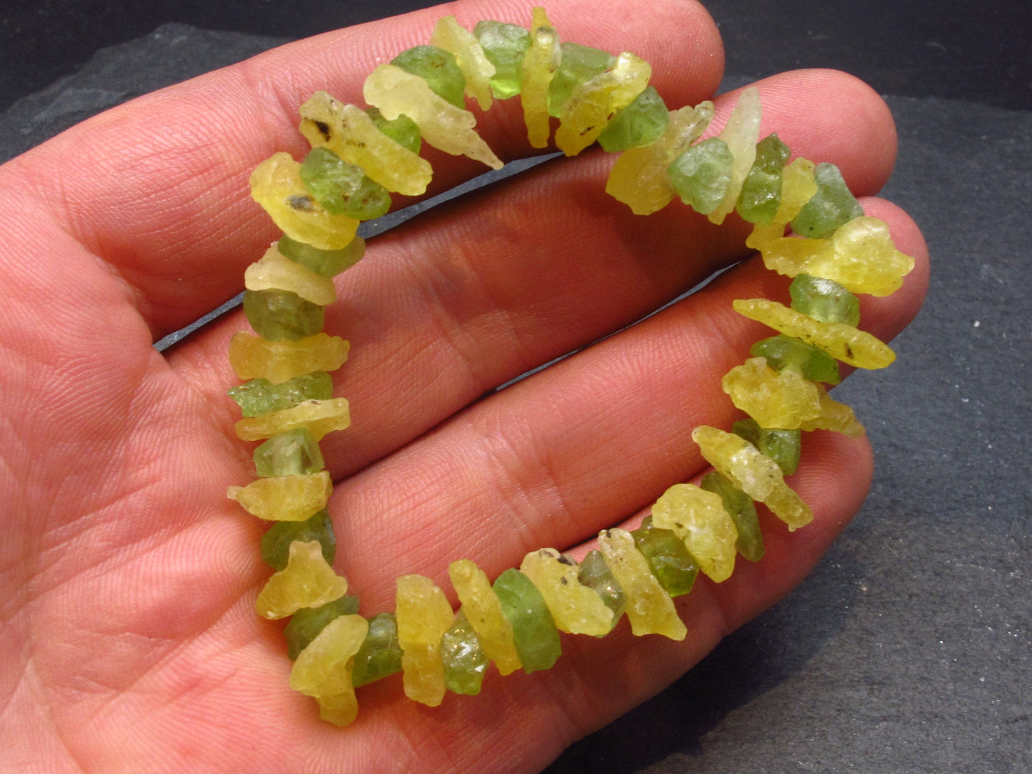 Peridot & Brucite Genuine Bracelet ~ 7 Inches ~ 12mm Crystal Beads