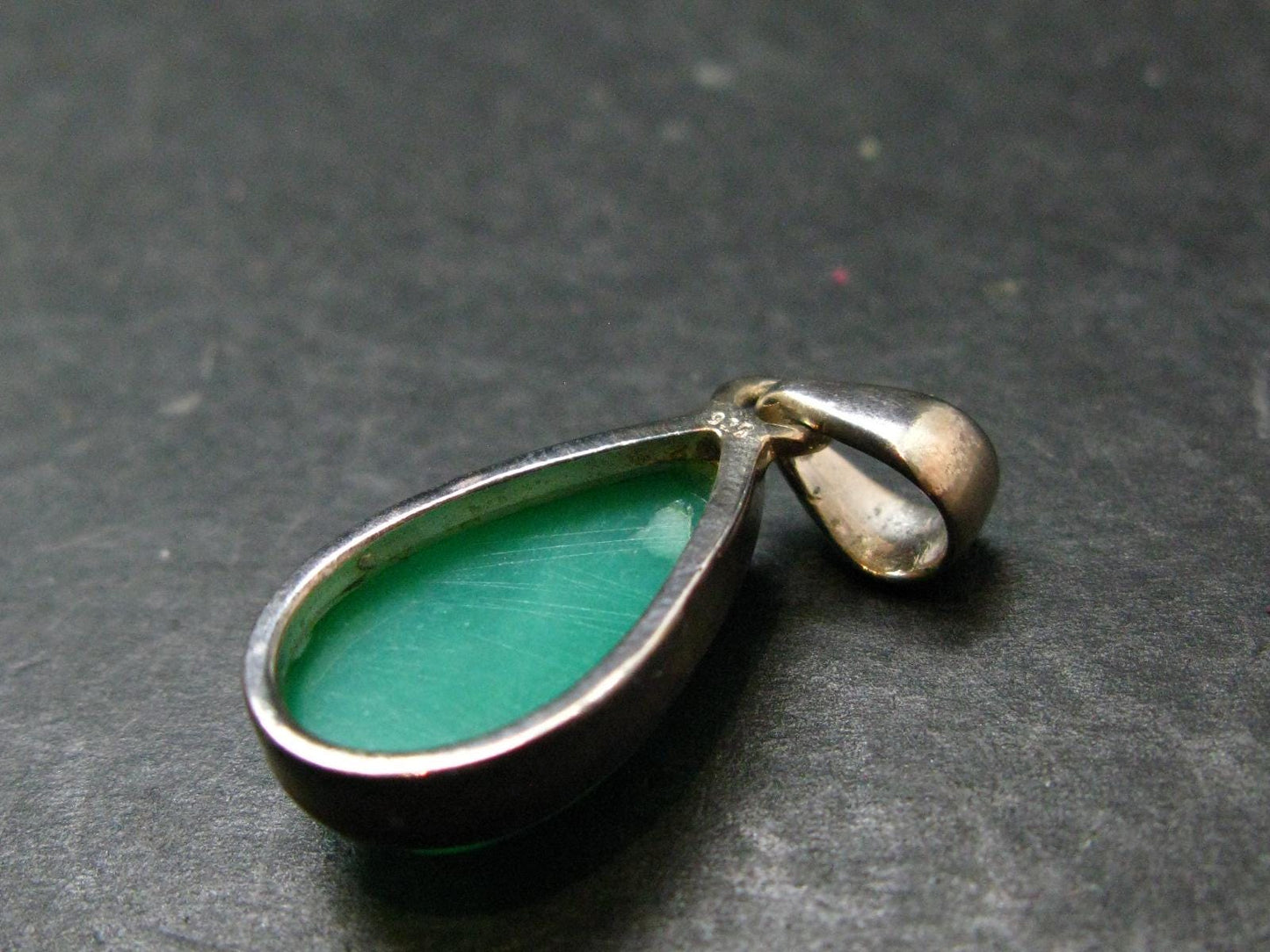 Rich Green Chrysoprase Silver Pendant From Australia - 1.2" - 4.0 Grams